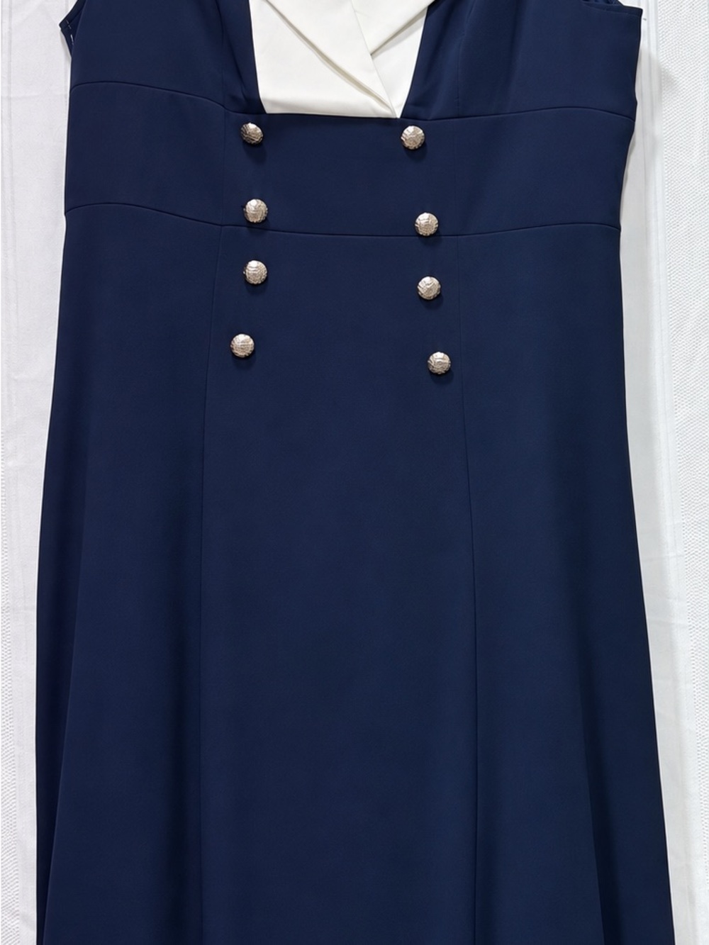 SHEIN Navy A-Line Sailor Midi Skirt with Cream Collar